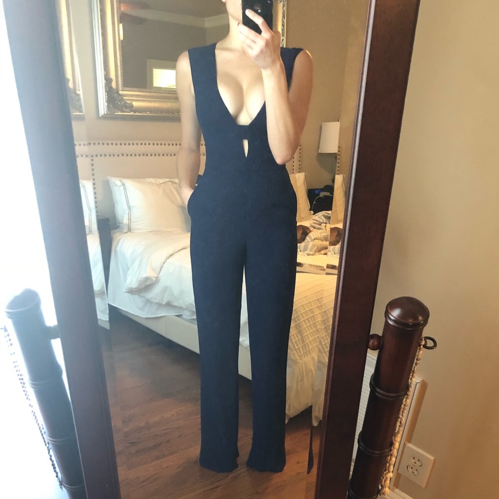 Beautiful Plunging Jumpsuit with Pockets
